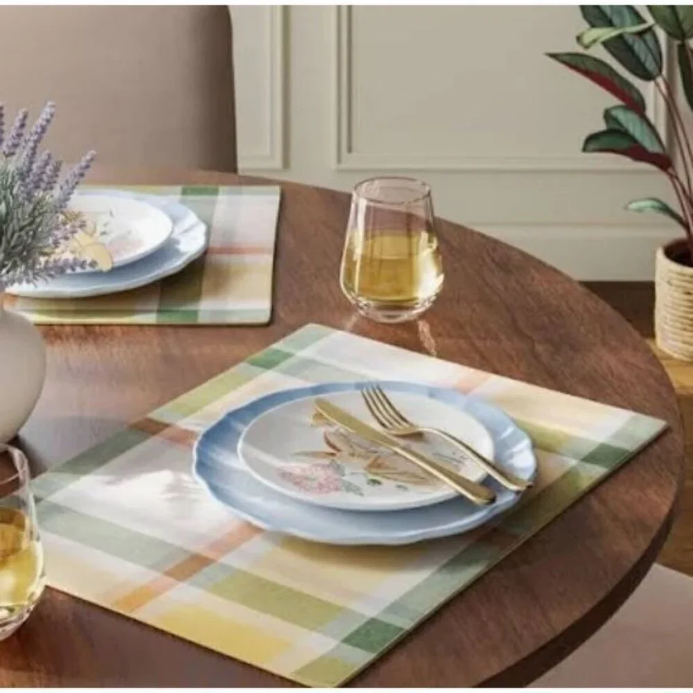 Target 2pk Yellow Plaid Placemats/Chargers Threshold 14 in x 19 in